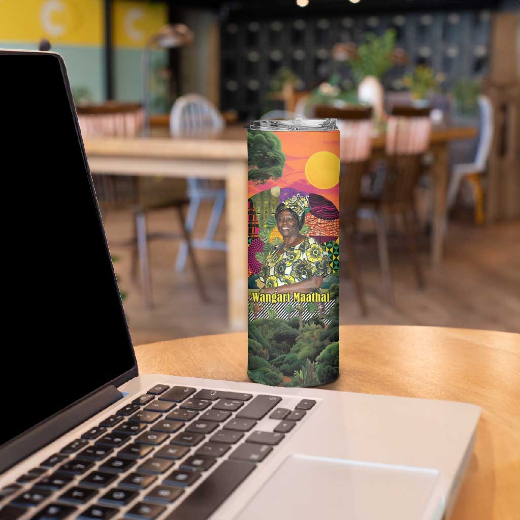 Wangari Maathai Skinny Tumbler Colorful Nature-Inspired Design Empowerment Quote African Print Environmental - African Pride