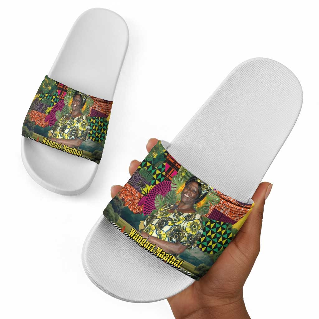 Wangari Maathai Slide Sandals Colorful Nature-Inspired Design Empowerment Quote African Print Environmental - African Pride