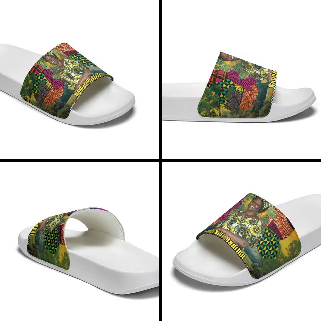 Wangari Maathai Slide Sandals Colorful Nature-Inspired Design Empowerment Quote African Print Environmental - African Pride