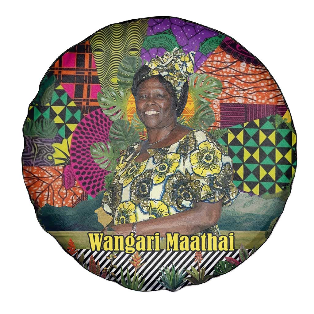 Wangari Maathai Spare Tire Cover Colorful Nature-Inspired Design Empowerment Quote African Print Environmental - African Pride