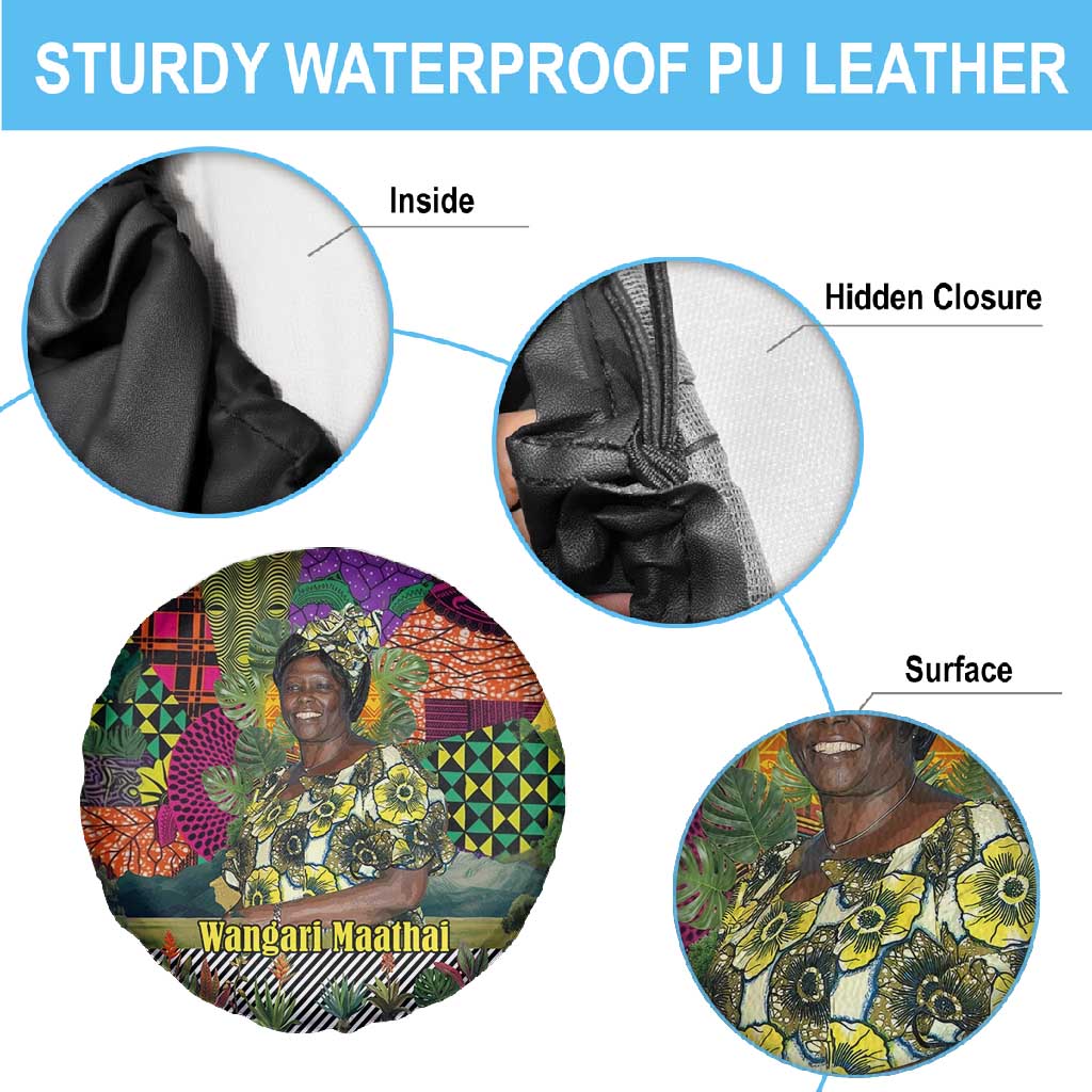 Wangari Maathai Spare Tire Cover Colorful Nature-Inspired Design Empowerment Quote African Print Environmental - African Pride