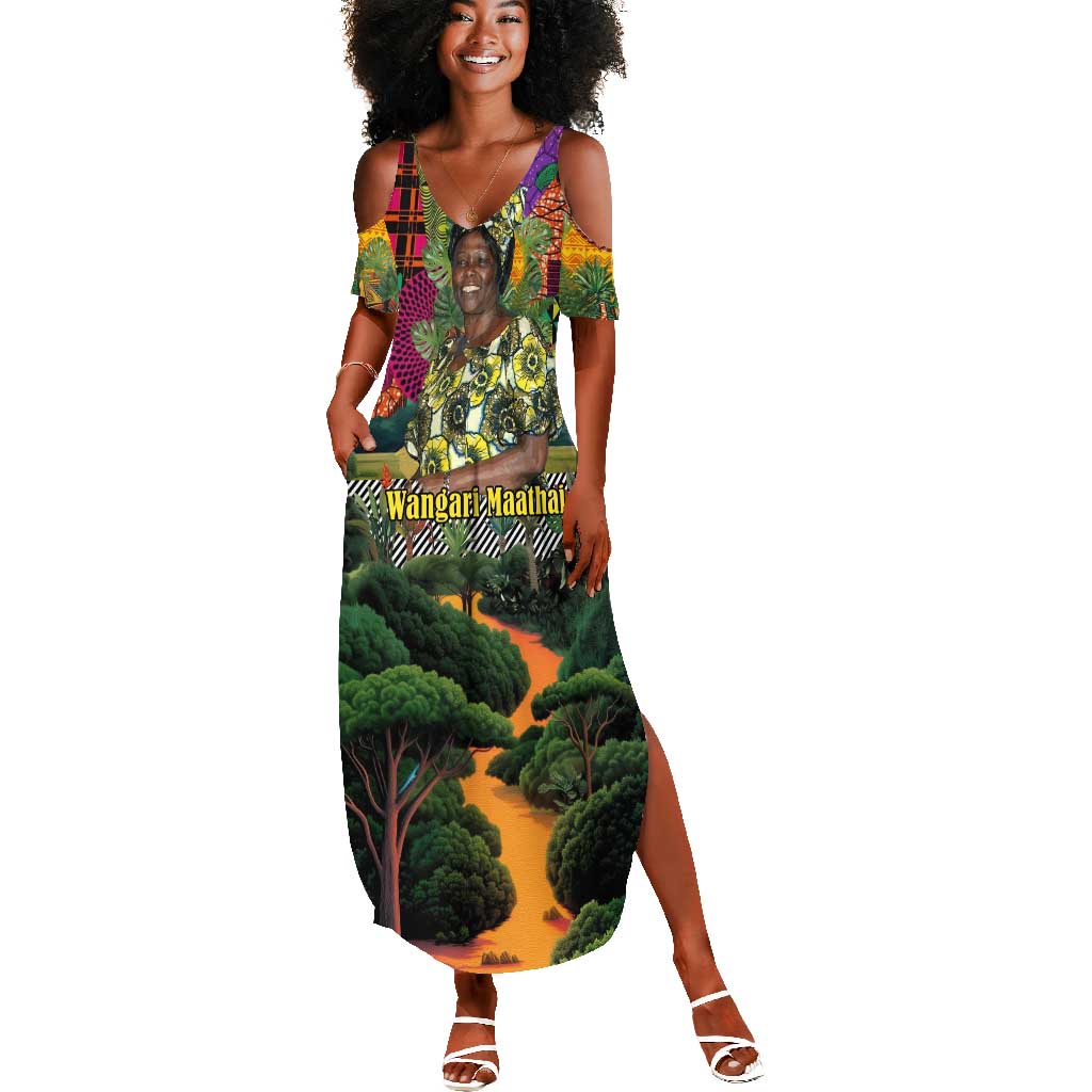 Wangari Maathai Summer Maxi Dress Colorful Nature-Inspired Design Empowerment Quote African Print Environmental - African Pride