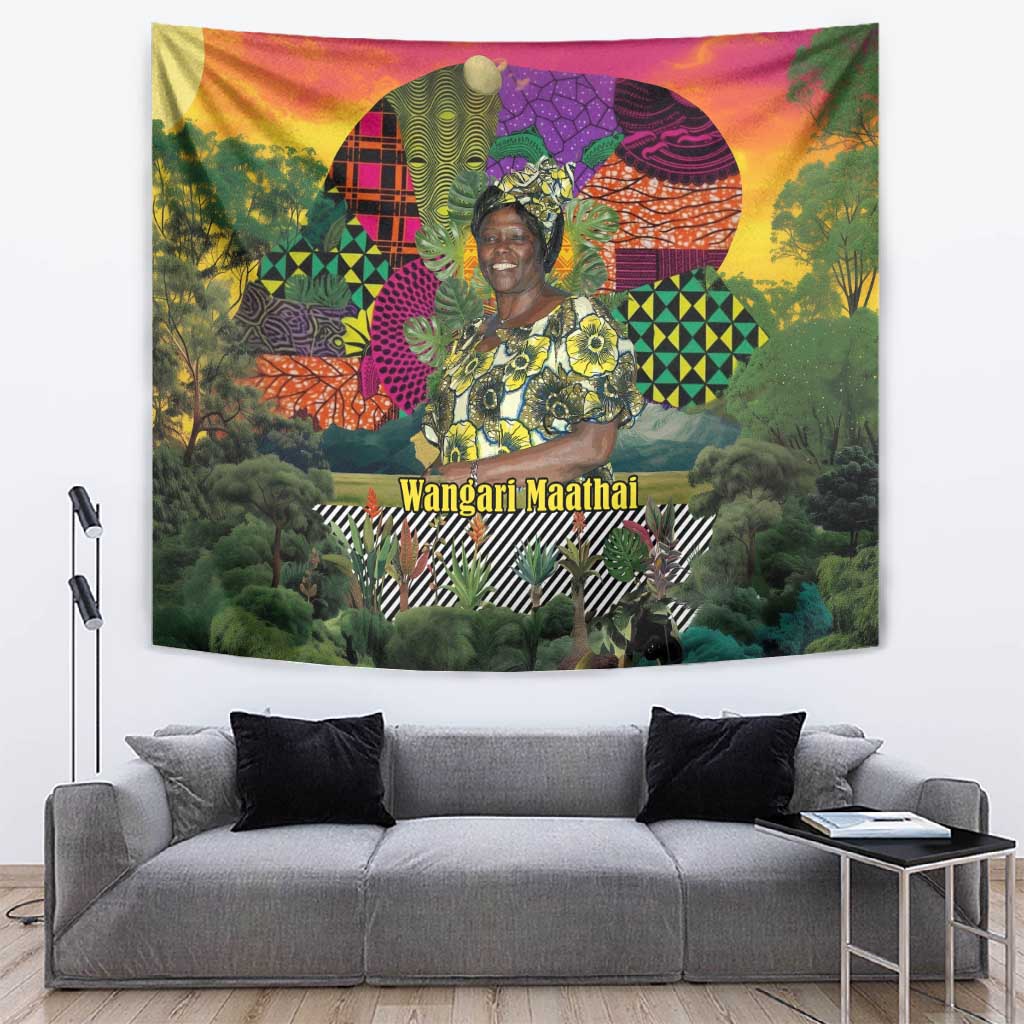 Wangari Maathai Tapestry Colorful Nature-Inspired Design Empowerment Quote African Print Environmental - African Pride