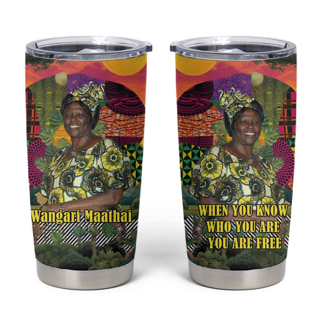 Wangari Maathai Tumbler Cup Colorful Nature-Inspired Design Empowerment Quote African Print Environmental - African Pride