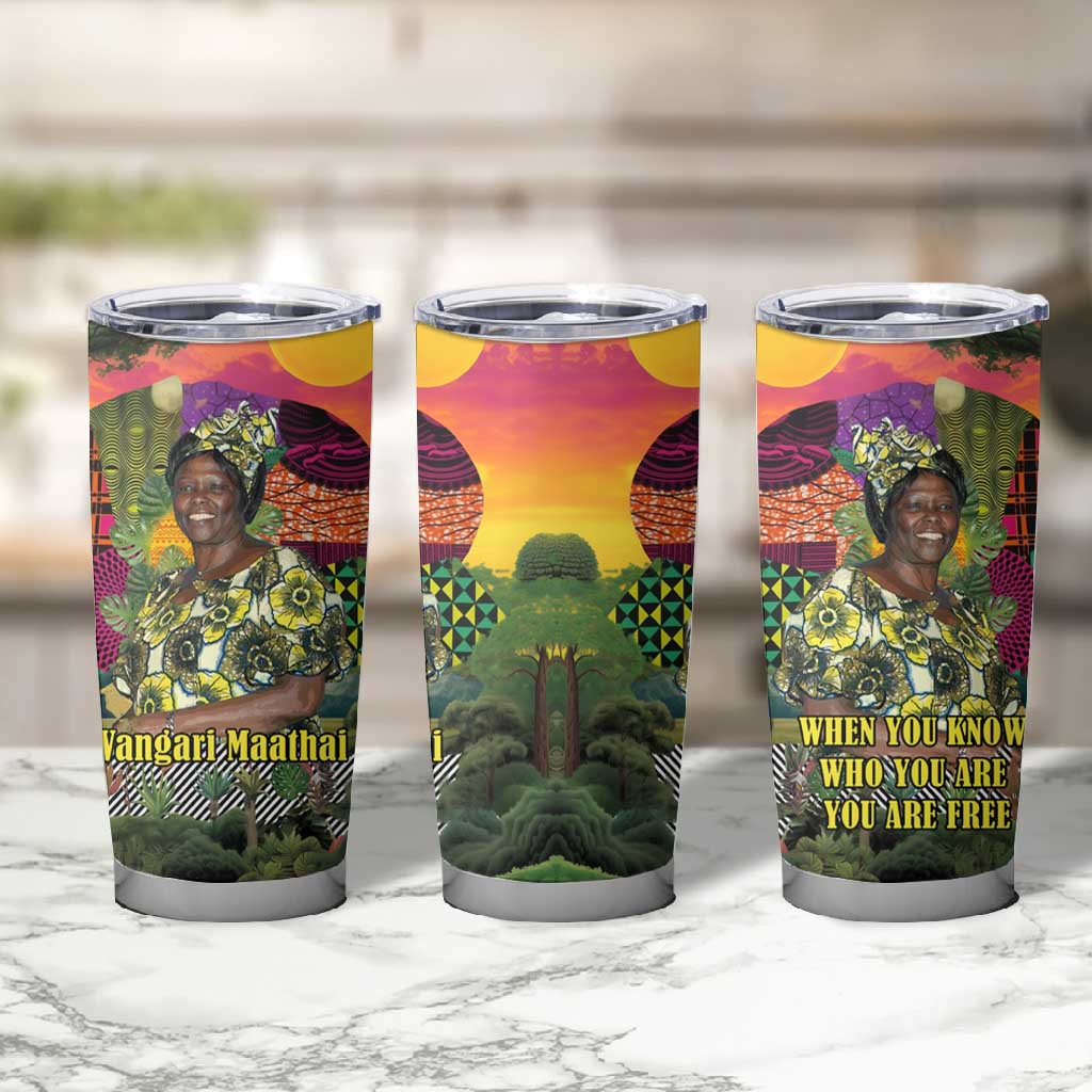 Wangari Maathai Tumbler Cup Colorful Nature-Inspired Design Empowerment Quote African Print Environmental - African Pride