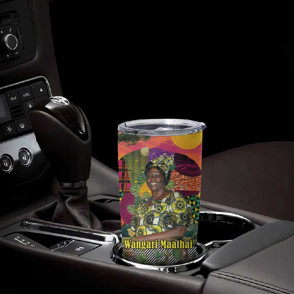 Wangari Maathai Tumbler Cup Colorful Nature-Inspired Design Empowerment Quote African Print Environmental - African Pride