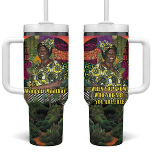 Wangari Maathai Tumbler With Handle Colorful Nature-Inspired Design Empowerment Quote African Print Environmental - African Pride