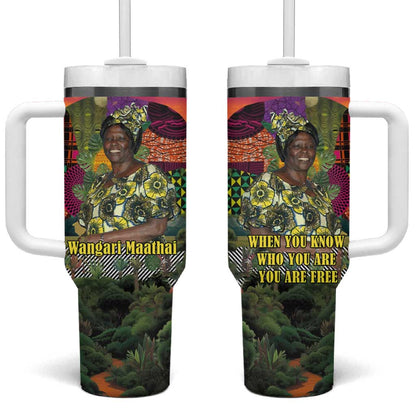 Wangari Maathai Tumbler With Handle Colorful Nature-Inspired Design Empowerment Quote African Print Environmental - African Pride