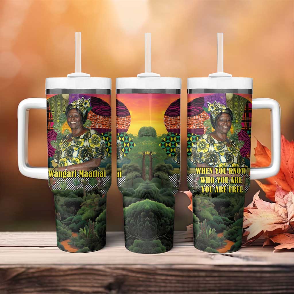 Wangari Maathai Tumbler With Handle Colorful Nature-Inspired Design Empowerment Quote African Print Environmental - African Pride