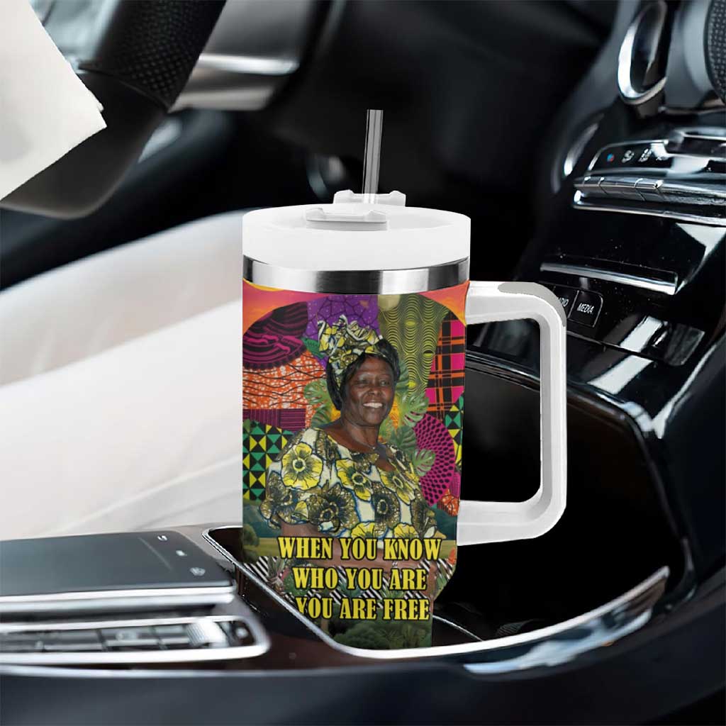 Wangari Maathai Tumbler With Handle Colorful Nature-Inspired Design Empowerment Quote African Print Environmental - African Pride