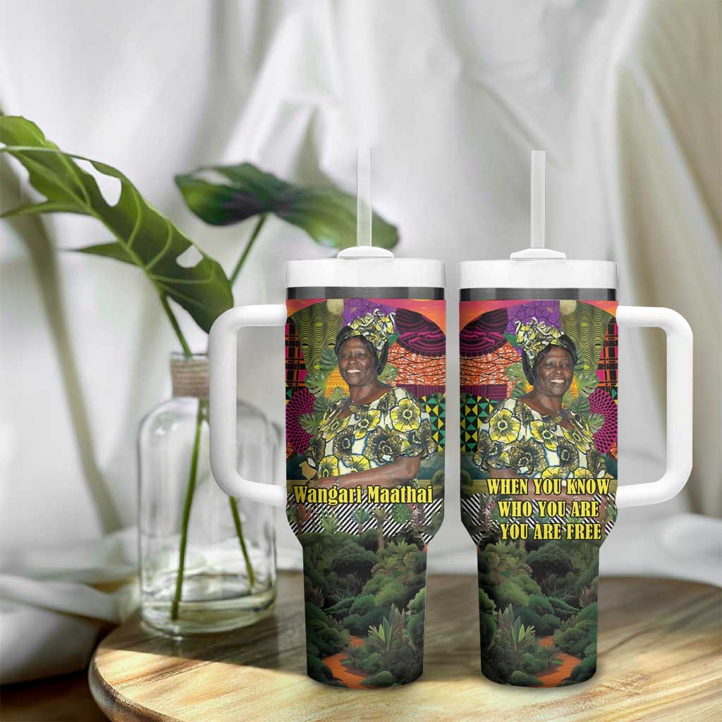 Wangari Maathai Tumbler With Handle Colorful Nature-Inspired Design Empowerment Quote African Print Environmental - African Pride
