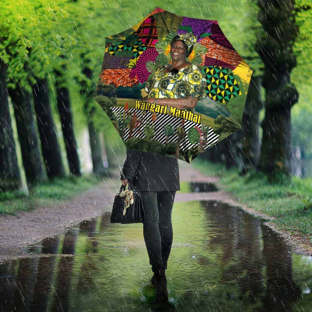 Wangari Maathai Umbrella Colorful Nature-Inspired Design Empowerment Quote African Print Environmental - African Pride