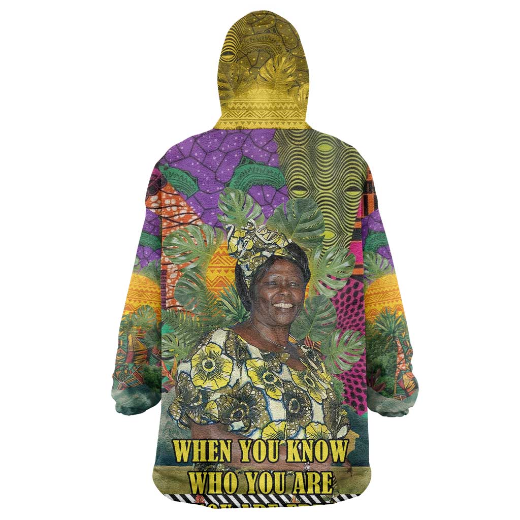 Wangari Maathai Wearable Blanket Hoodie Colorful Nature-Inspired Design Empowerment Quote African Print Environmental - African Pride