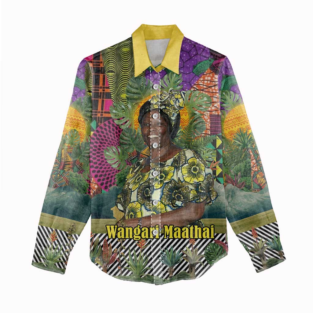 Wangari Maathai Women Casual Shirt Colorful Nature-Inspired Design Empowerment Quote African Print Environmental - African Pride