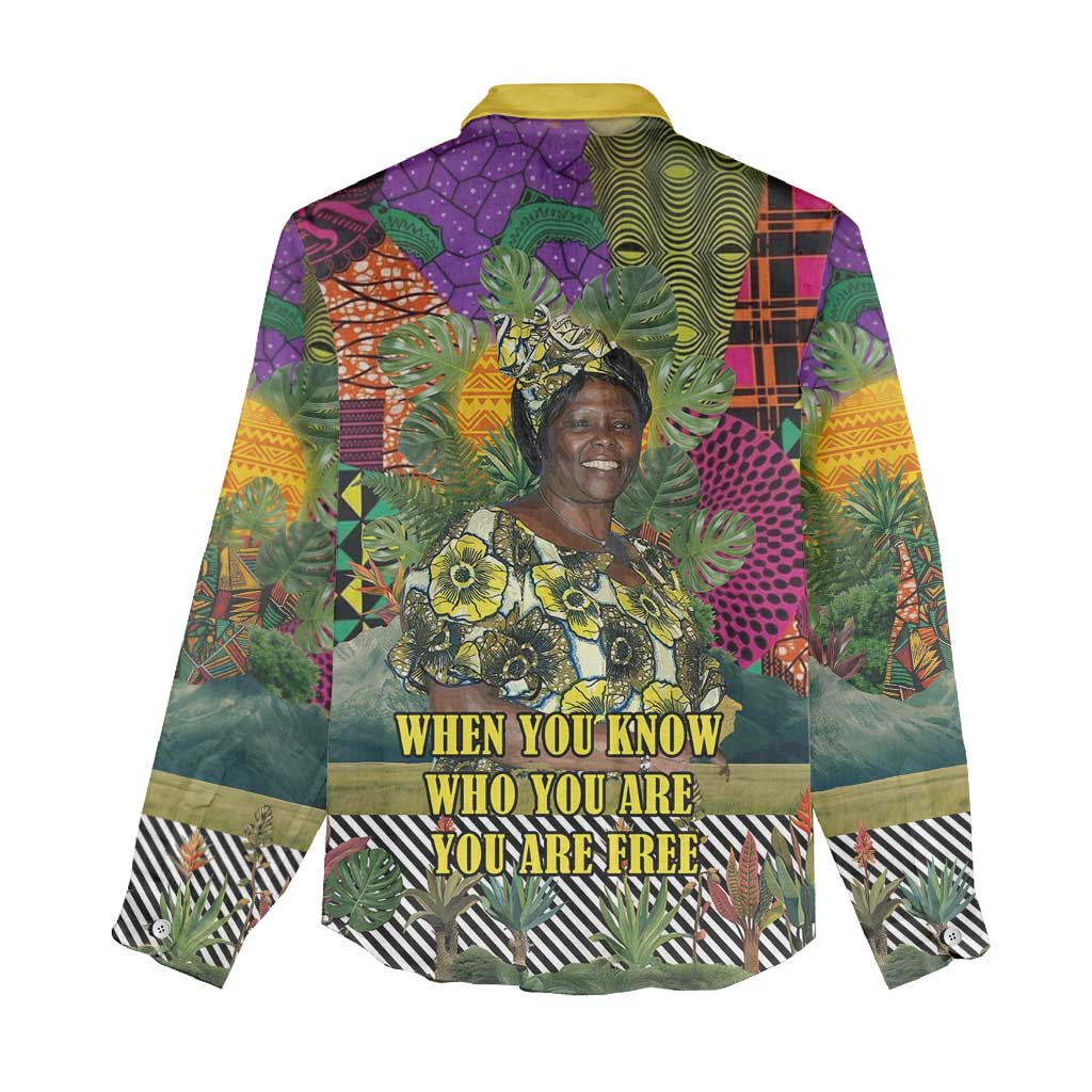 Wangari Maathai Women Casual Shirt Colorful Nature-Inspired Design Empowerment Quote African Print Environmental - African Pride