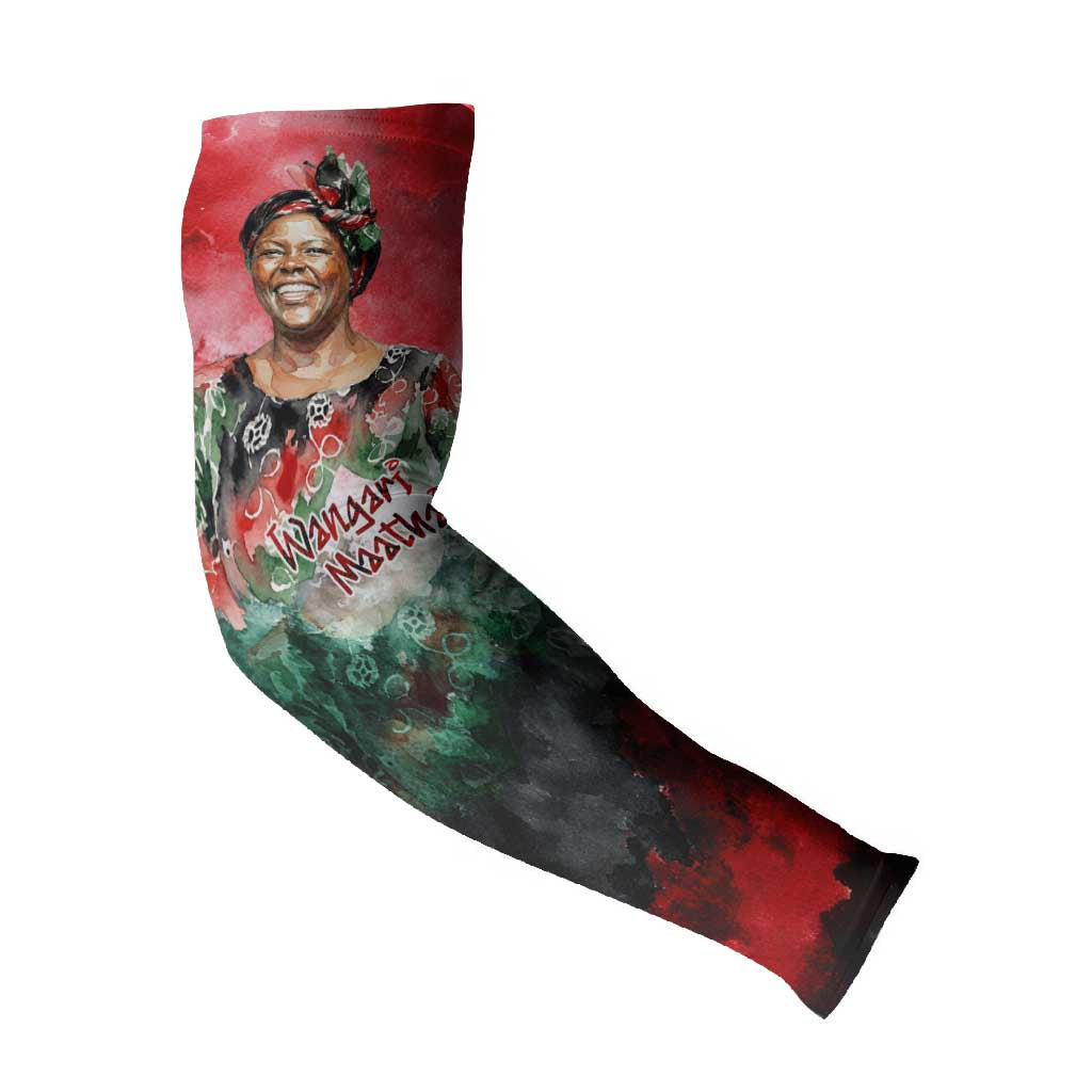 Wangari Maathai Arm Sleeves Kenyan Flag Watercolor Style - Environmental Quote Planting Trees Tribute Eco-Activism - African Pride