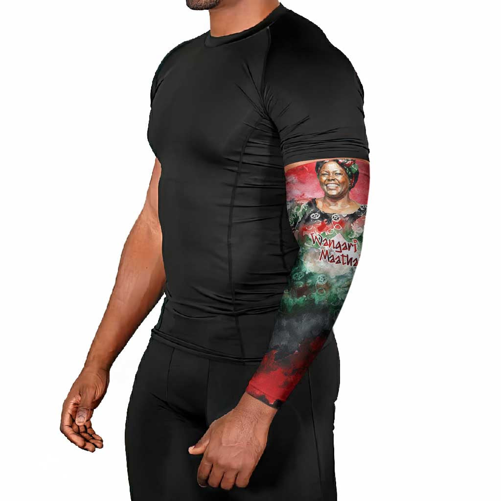 Wangari Maathai Arm Sleeves Kenyan Flag Watercolor Style - Environmental Quote Planting Trees Tribute Eco-Activism - African Pride