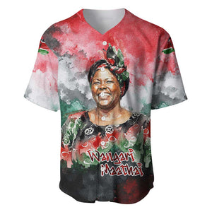 Wangari Maathai Baseball Jersey Kenyan Flag Watercolor Style - Environmental Quote Planting Trees Tribute Eco-Activism - African Pride