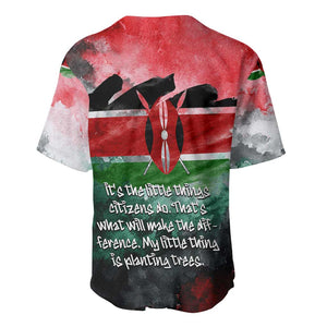 Wangari Maathai Baseball Jersey Kenyan Flag Watercolor Style - Environmental Quote Planting Trees Tribute Eco-Activism - African Pride