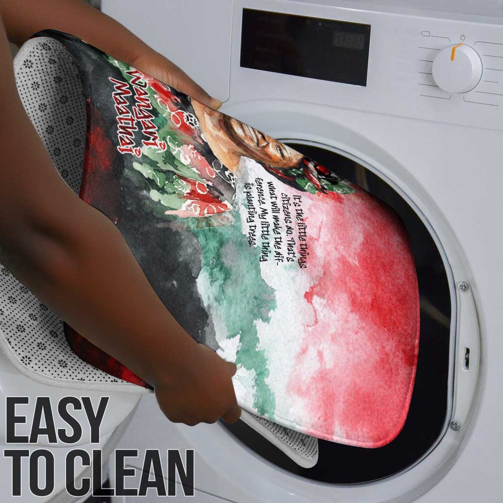 Wangari Maathai Bathroom Set Kenyan Flag Watercolor Style - Environmental Quote Planting Trees Tribute Eco-Activism - African Pride