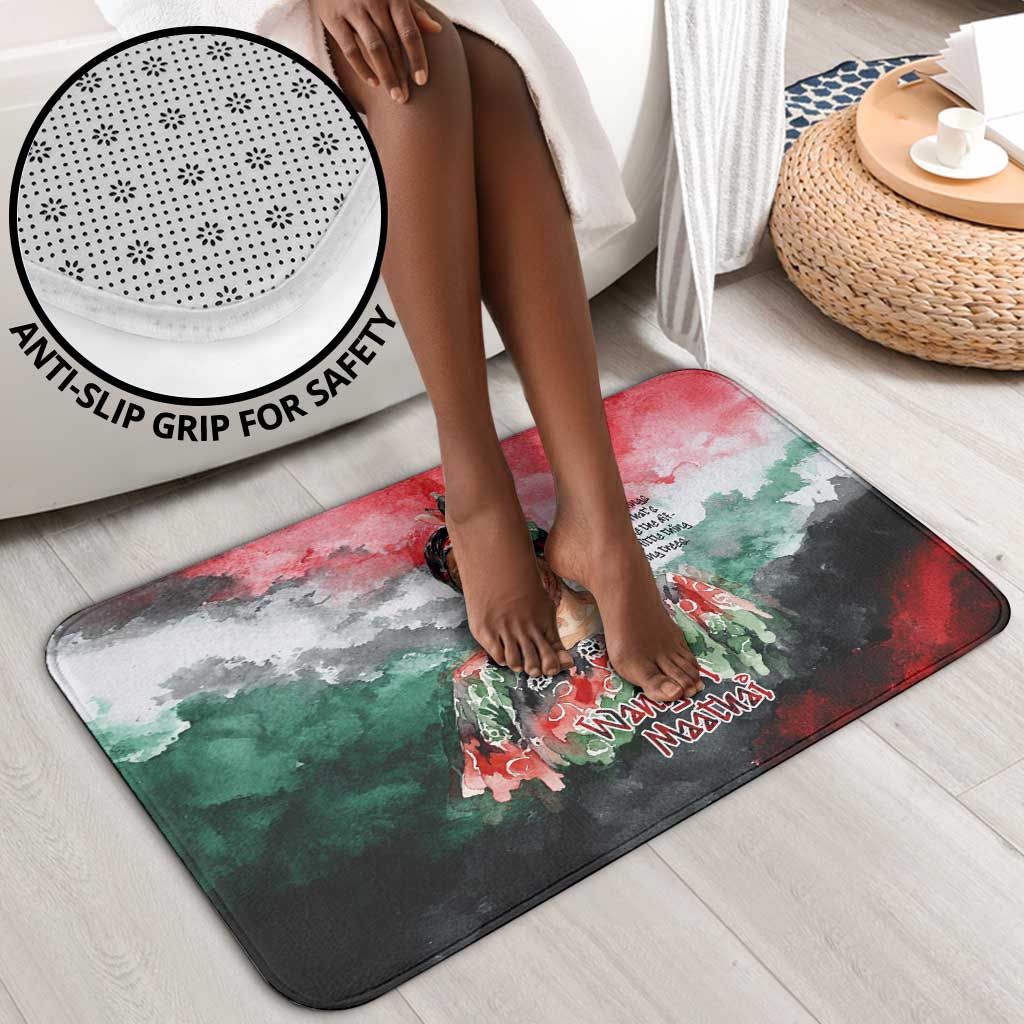 Wangari Maathai Bathroom Set Kenyan Flag Watercolor Style - Environmental Quote Planting Trees Tribute Eco-Activism - African Pride