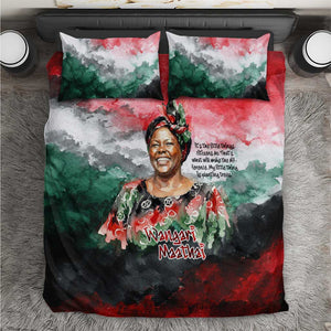 Wangari Maathai Bedding Set Kenyan Flag Watercolor Style - Environmental Quote Planting Trees Tribute Eco-Activism - African Pride