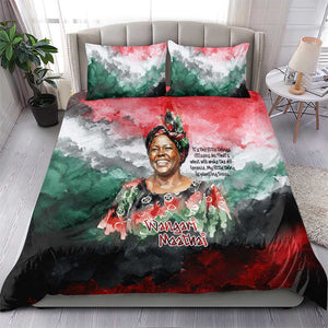 Wangari Maathai Bedding Set Kenyan Flag Watercolor Style - Environmental Quote Planting Trees Tribute Eco-Activism - African Pride
