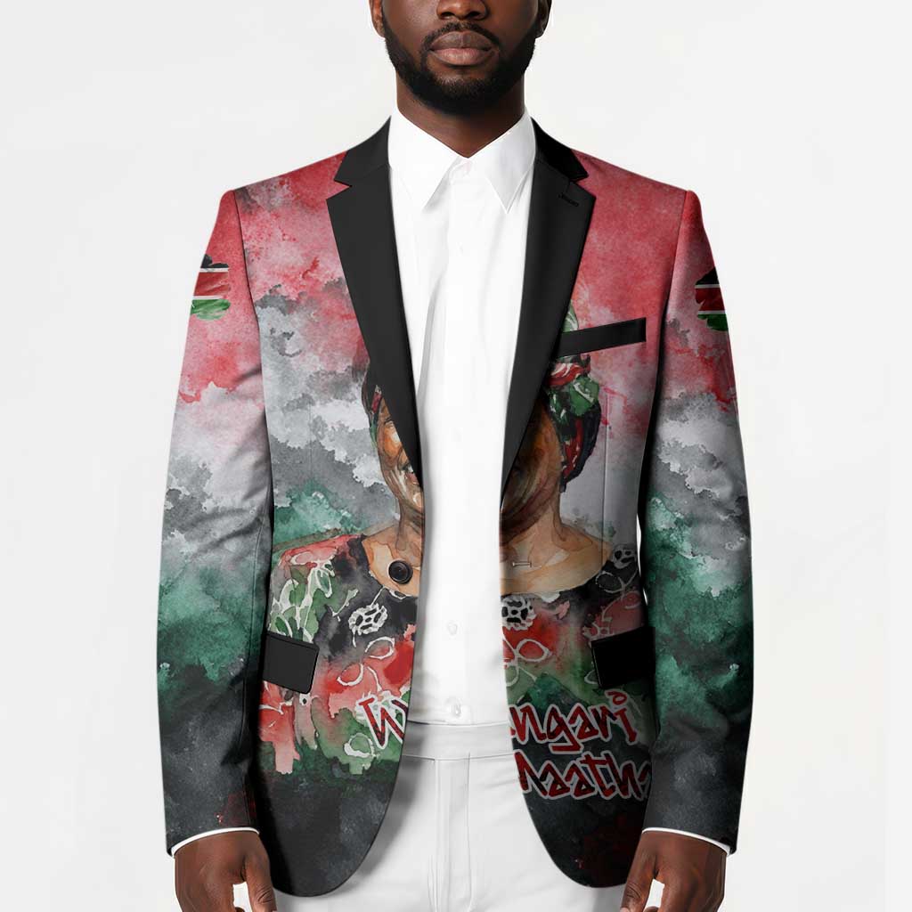Wangari Maathai Blazer Kenyan Flag Watercolor Style - Environmental Quote Planting Trees Tribute Eco-Activism - African Pride