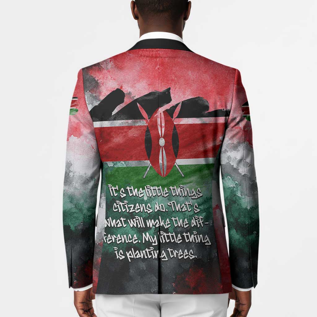 Wangari Maathai Blazer Kenyan Flag Watercolor Style - Environmental Quote Planting Trees Tribute Eco-Activism - African Pride