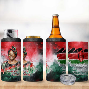 Wangari Maathai 4 in 1 Can Cooler Tumbler Kenyan Flag Watercolor Style - Environmental Quote Planting Trees Tribute Eco-Activism - African Pride