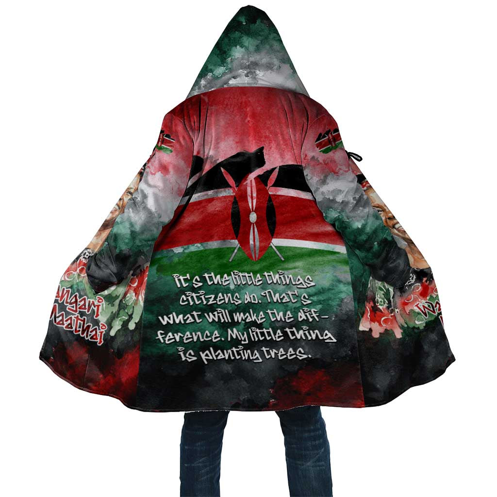 Wangari Maathai Cloak Kenyan Flag Watercolor Style - Environmental Quote Planting Trees Tribute Eco-Activism - African Pride