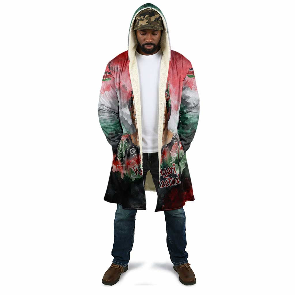 Wangari Maathai Cloak Kenyan Flag Watercolor Style - Environmental Quote Planting Trees Tribute Eco-Activism - African Pride