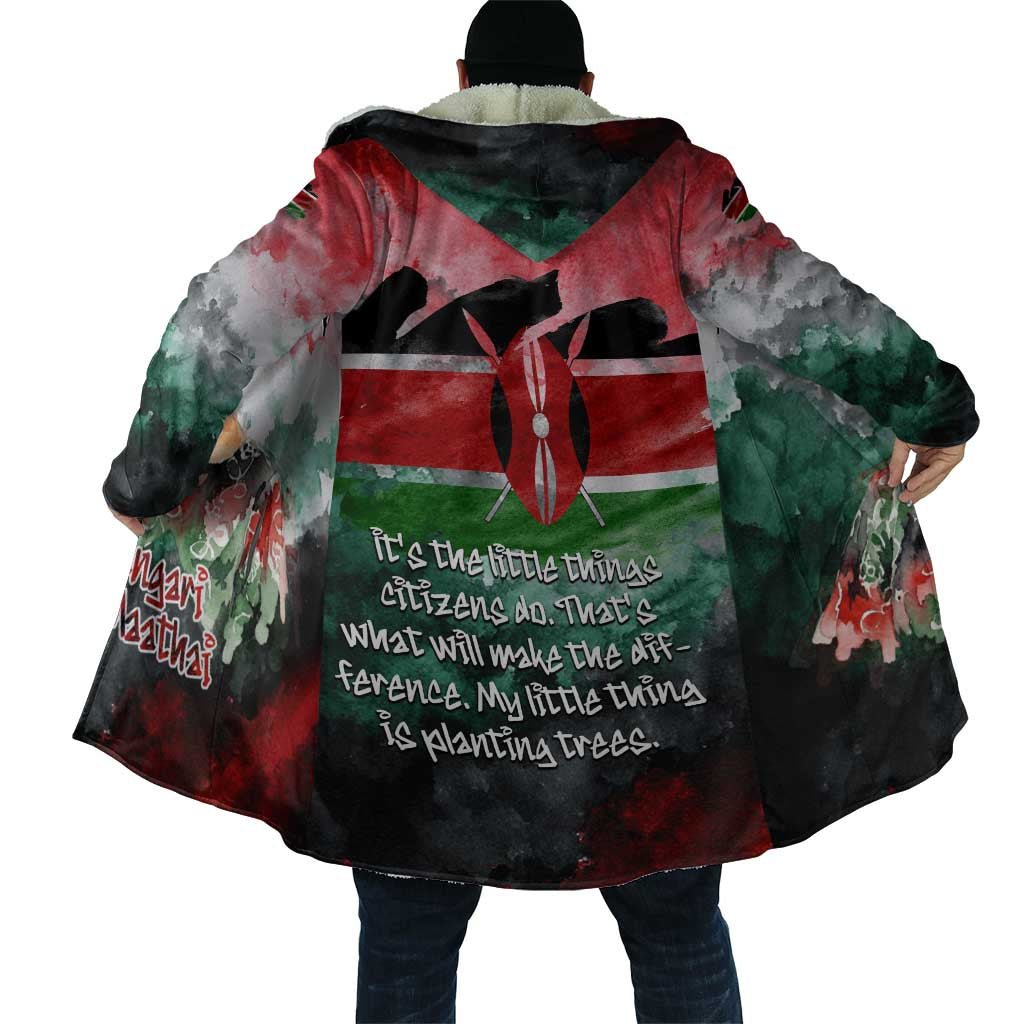 Wangari Maathai Cloak Kenyan Flag Watercolor Style - Environmental Quote Planting Trees Tribute Eco-Activism - African Pride