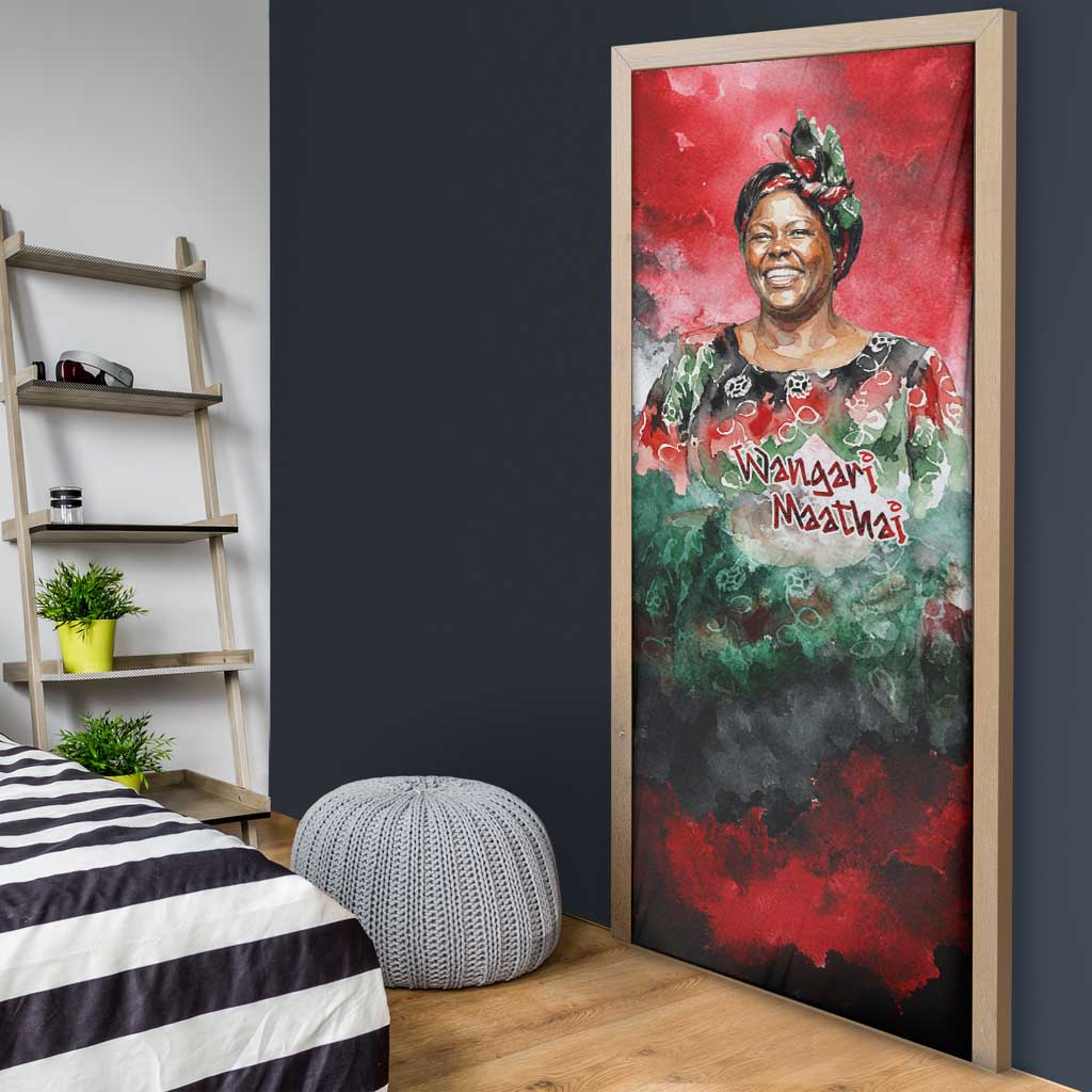 Wangari Maathai Door Cover Kenyan Flag Watercolor Style - Environmental Quote Planting Trees Tribute Eco-Activism - African Pride