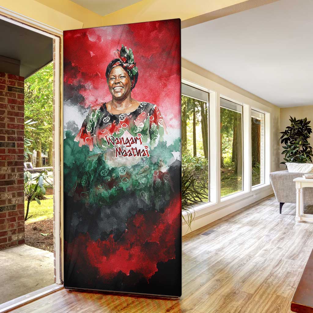 Wangari Maathai Door Cover Kenyan Flag Watercolor Style - Environmental Quote Planting Trees Tribute Eco-Activism - African Pride