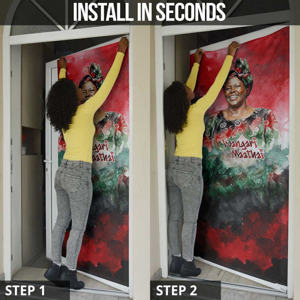Wangari Maathai Door Cover Kenyan Flag Watercolor Style - Environmental Quote Planting Trees Tribute Eco-Activism - African Pride
