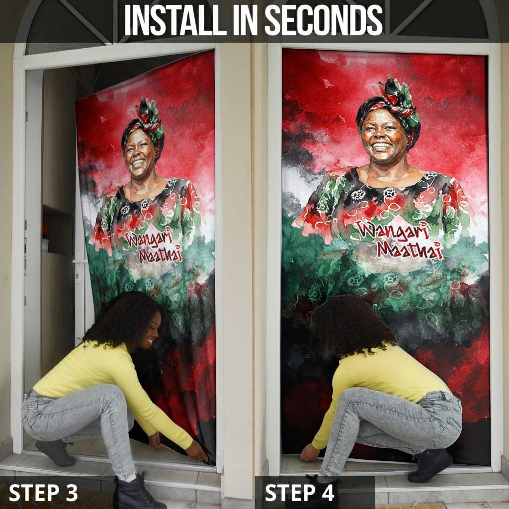 Wangari Maathai Door Cover Kenyan Flag Watercolor Style - Environmental Quote Planting Trees Tribute Eco-Activism - African Pride