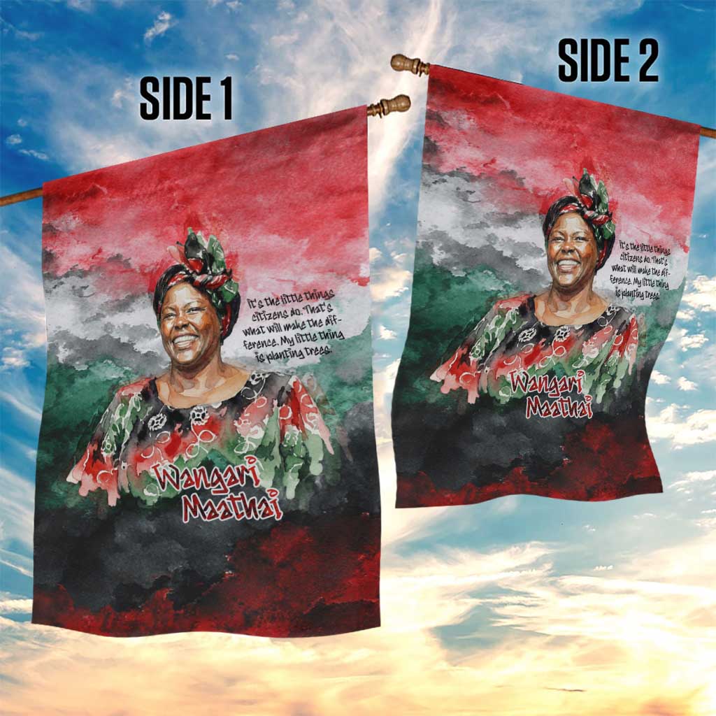 Wangari Maathai Garden Flag Kenyan Flag Watercolor Style - Environmental Quote Planting Trees Tribute Eco-Activism - African Pride