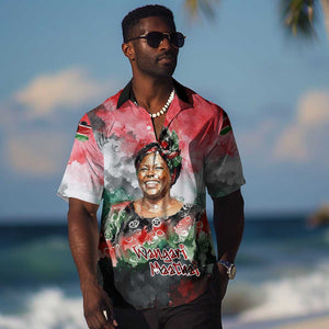 Wangari Maathai Hawaiian Shirt Kenyan Flag Watercolor Style - Environmental Quote Planting Trees Tribute Eco-Activism - African Pride