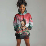 Wangari Maathai Hoodie Dress Kenyan Flag Watercolor Style - Environmental Quote Planting Trees Tribute Eco-Activism - African Pride