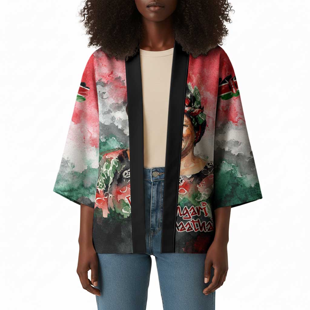 Wangari Maathai Kimono Kenyan Flag Watercolor Style - Environmental Quote Planting Trees Tribute Eco-Activism - African Pride
