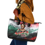 Wangari Maathai Leather Tote Bag Kenyan Flag Watercolor Style - Environmental Quote Planting Trees Tribute Eco-Activism - African Pride