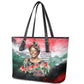 Wangari Maathai Leather Tote Bag Kenyan Flag Watercolor Style - Environmental Quote Planting Trees Tribute Eco-Activism - African Pride