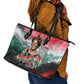 Wangari Maathai Leather Tote Bag Kenyan Flag Watercolor Style - Environmental Quote Planting Trees Tribute Eco-Activism - African Pride