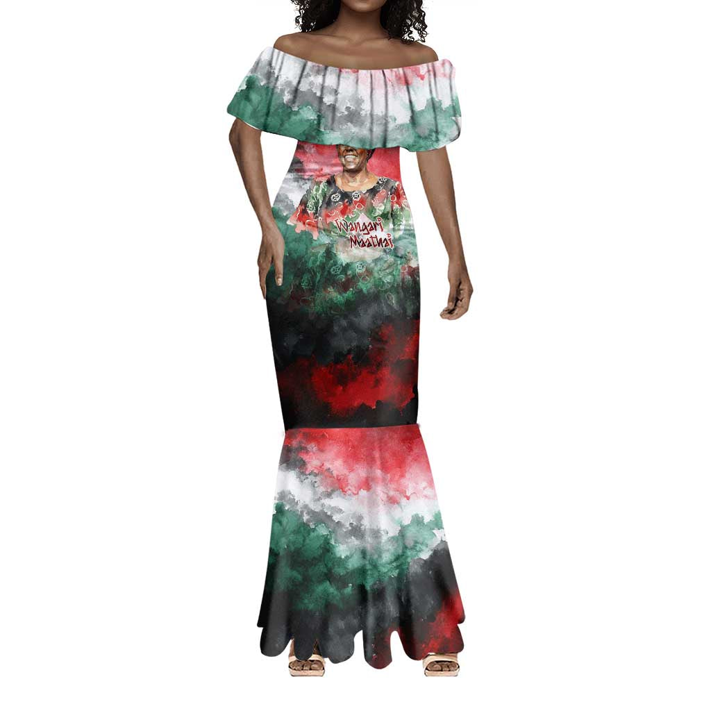 Wangari Maathai Mermaid Dress Kenyan Flag Watercolor Style - Environmental Quote Planting Trees Tribute Eco-Activism - African Pride