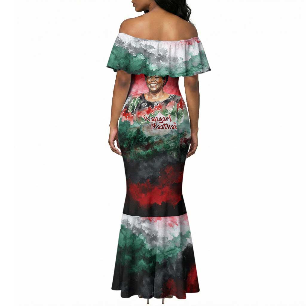 Wangari Maathai Mermaid Dress Kenyan Flag Watercolor Style - Environmental Quote Planting Trees Tribute Eco-Activism - African Pride