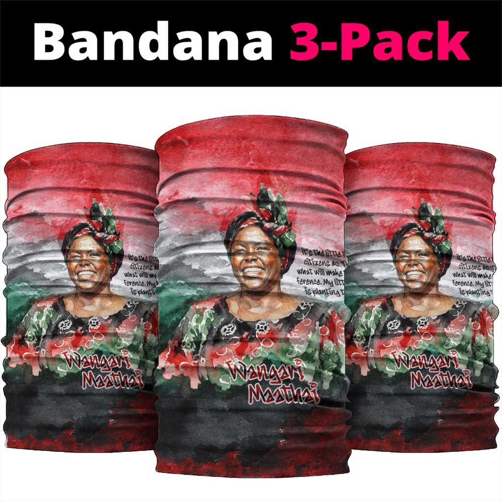 Wangari Maathai Neck Gaiter Kenyan Flag Watercolor Style - Environmental Quote Planting Trees Tribute Eco-Activism - African Pride