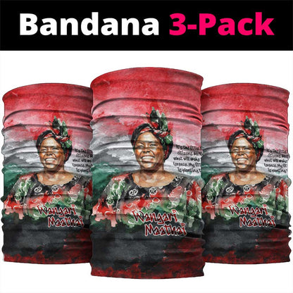 Wangari Maathai Neck Gaiter Kenyan Flag Watercolor Style - Environmental Quote Planting Trees Tribute Eco-Activism - African Pride