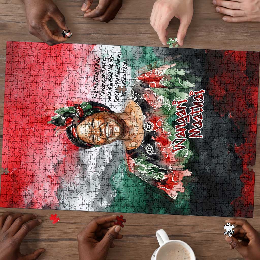 Wangari Maathai Puzzle Kenyan Flag Watercolor Style - Environmental Quote Planting Trees Tribute Eco-Activism - African Pride