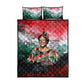 Wangari Maathai Quilt Bed Set Kenyan Flag Watercolor Style - Environmental Quote Planting Trees Tribute Eco-Activism - African Pride